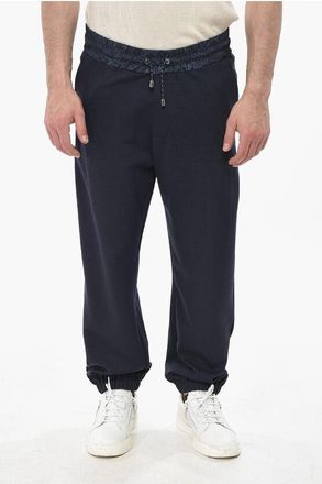 Etro Casual Cotton-Blend Trousers with Patterned Elastic Waistban size L
