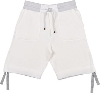 Brunello Cucinelli Cream Ribbed Knit Bermuda Shorts, Size X-Large