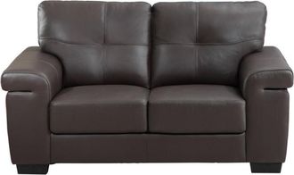 VENTE-UNIQUE.COM Sof&aacute; fijo piel 2 plazas marr&oacute;n chocolate 161x93cm