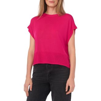 Halogen Crewneck Rib Sweater Top in Electric Pink at Nordstrom Rack, Size Medium