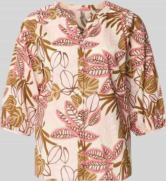 Soyaconcept Regular Fit Bluse mit floralem Allover-Print in Rosa, Gr&ouml;&szlig;e XXL