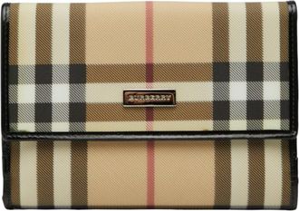 Burberry Beige Black Pvc Leather Wallet (Bi-Fold) (Pre-Owned)