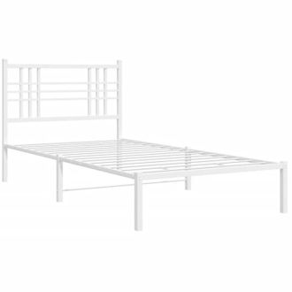 vidaXL Estructura Cama Sin Colch&oacute;n Con Cabecero Metal Blanco 100x190cm Vidaxl