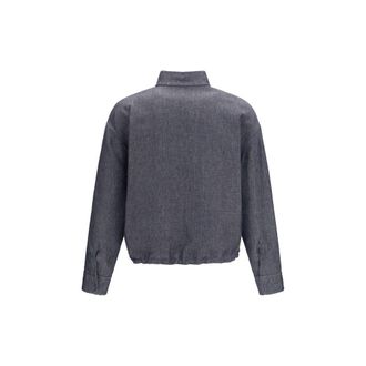 Fendi Mens Blue Linen Denim Jacket Clothing