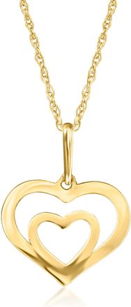 RS Pure by Ross-Simons 14kt Yellow Gold Double-Heart Pendant Necklace