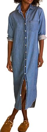 Generic Womens Denim Maxi Shirt Dress Button Down Loose Plus Size Long Jean Shirt Dress with Pockets