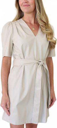 Jade Yoga Vegan Leather V Neck Dress In Shell