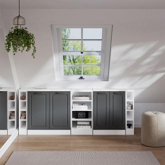 Vicco Conjunto De Armarios Para Techo Inclinado Rion, Antracita Casa De Campo, 210 Cm Lote De 5 Carcasas De Armario 60 Cm De Profundidad, Vicco
