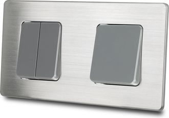 OEM Interruptor De Luz Para Escaleras Triple Gris, Acero Cepillado