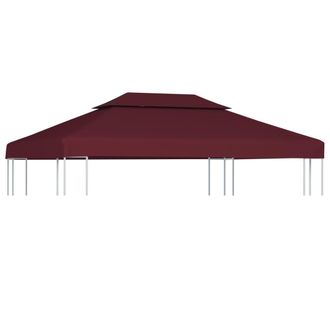 vidaXL Cubierta Superior De Cenador 2 Niveles Burdeos 310 G/m&sup2; 4x3 M Vidaxl Rojo