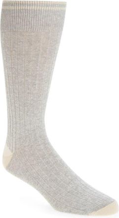 Nordstrom Ribbed Linen Blend Dress Socks in Light Grey at Nordstrom