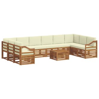 vidaXL Conjunto De Sof&aacute;s De Exterior Con Coj&iacute;n 11 Pcs Natural Y Crema Vidaxl