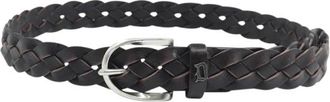 Dondup Gevlochten Leren Riem Zwart Metalen Gesp - Heren - Riemen - Zwart - 85 CM - Accessoires