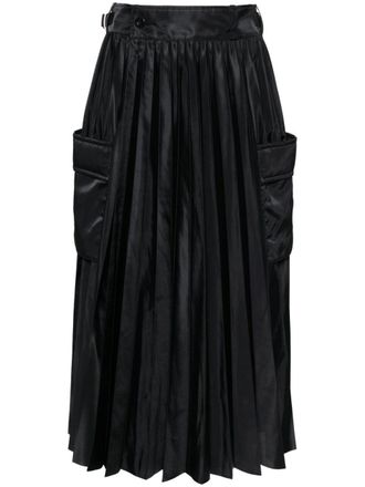 sacai pleated midi skirt - Black