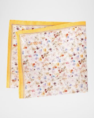Eton Mens Micro-Floral Linen Pocket Square