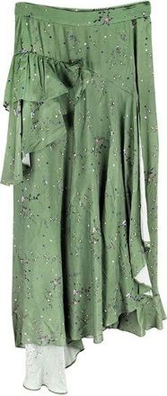 Preen Green ditzy floral crepe asymmetric skirt Size XS