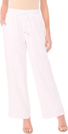 CeCe by Cynthia Steffe Drawstring Linen Blend Pants in Ultra White at Nordstrom, Size Xx-Large