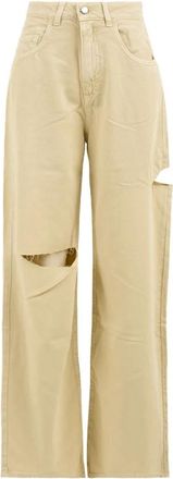 Icon Denim Los Angeles Poppy Wide Leg Jeans - Dames - Loose Fit Jeans - Beige - W24 - Katoen - Jeans
