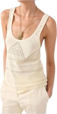 Barbara Bui E26 Tanktop - Dames - Tops zonder mouwen - Wit - L - Katoen - Tops