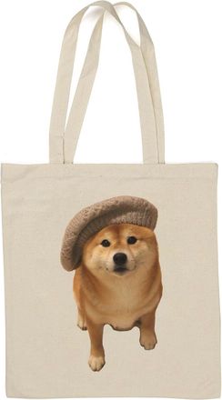 Generic Akita Shiba Inu Cool Hat Natural Cotton Tote Bag White