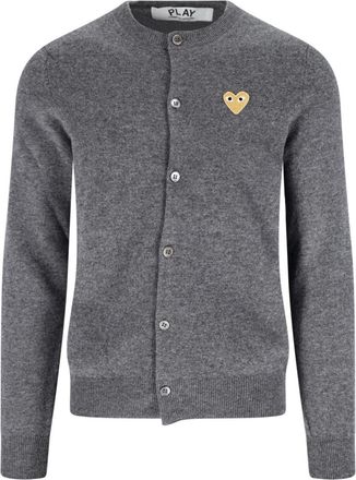 Comme Des Gar&ccedil;ons Classic Contrast Logo Grey Wool Cardigan
