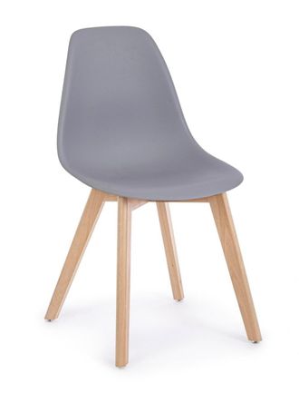 BIZZOTTO Silla de comedor en madera de haya y polipropileno, gris