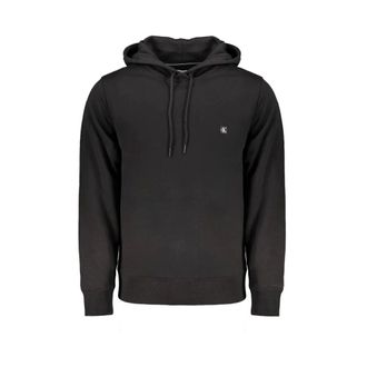 Calvin Klein Hoodies, male, Black, Size: 2XL Black Cotton Hoodie with Logo