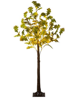 Nearly Natural 6Ft. Pre-Lit Green Autumn Oak Artificial Fall Tree