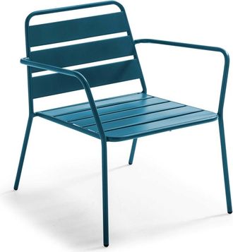 Oviala Silla de jard&iacute;n baja en azul Pac&iacute;fico