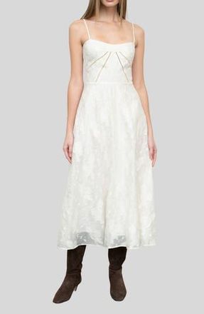 Moon River Floral Lace Back Fit & Flare Midi Dress in Cream at Nordstrom Rack, Size Large