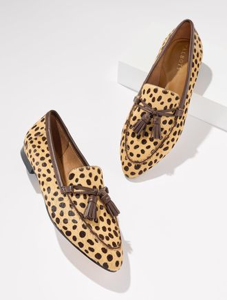 Talbots Kacey Tassel Loafers - Dotted Calf Hair - Camel/Dark Walnut - 10 1/2 M Talbots