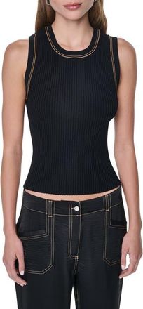 DKNY Contrast Stitch Tank in Black at Nordstrom, Size X-Large