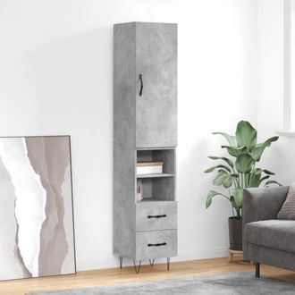 Berkfield Home Highboard Concrete Grey 34.5x34x180 cm Engineered Wood
