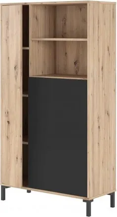 For&eacute;s Vitrina Para Sal&oacute;n 77x141x33 Cm Con 2 Puertas Roble Nudos Y Gris Antracita - Florencia