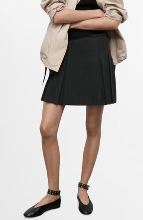 Mango Pleated Miniskirt in Grey at Nordstrom Rack, Size 2