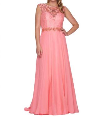 Mac Duggal Chiffon A-Line Gown - Plus In Coral