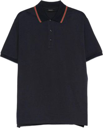 Gucci Katoenen Jersey Polo met Web - Heren - Polos - Blauw - L - Katoen - Tops