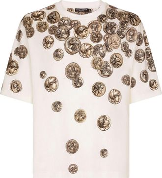 Dolce & Gabbana graphic-print short-sleeve T-shirt - men - Cotton - L - Neutrals