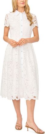 Ted Baker Mona Cutwork Lace Shirtdress in Ultra White at Nordstrom, Size 12