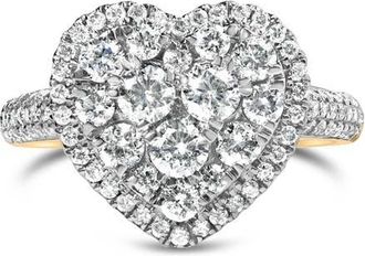 House of Brilliance 14K Yellow Gold 1 1/2 Cttw Diamond Heart Shaped Composite Ring at Nordstrom, Size 7