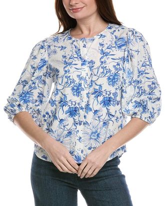 Alberta Ferretti Philosophy Floral Printed Linen-Blend Top