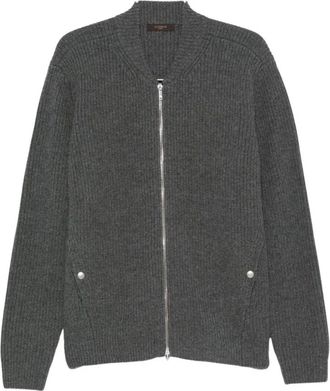 Zanone Geribbelde ritsvest grijs - Heren - Vesten - Grijs - XL - Wol - Truien & Vesten