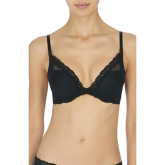 Natori Feathers Lace Plunge Nursing T-Shirt Bra in Black at Nordstrom, Size 32Dd