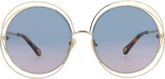 Chlo&eacute; 62mm Gradient Round Sunglasses in Gold Gold Blue at Nordstrom Rack