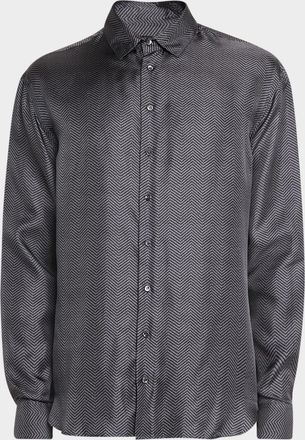 Giorgio Armani Mens Chevron Silk Dress Shirt