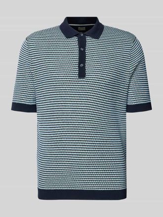 Brax Brax Slim Fit Poloshirt in Strick-Optik mit Leinen-Anteil in Marine, Gr&ouml;&szlig;e XXXL