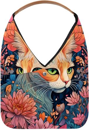 Generic Color Drawing Cat Reusable Lightweight Grocery Bags - Foldable Into Compact Pouch, Washable & Sturdy, Multipurpose for Shopping and Travel