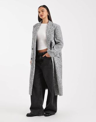 Asos Cappotto dad oversize con motivo a spina di pesce bianco e nero-Multicolore