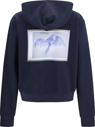Maison Margiela Mens Hooded Sweatshirt With Central Pocket Blue Cotton Sweatshirts Sweater