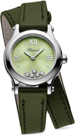 Chopard Happy Sport 25mm - women - stainless steel/Diamond/CALFSKIN/Sapphire Crystal - One Size - Green